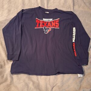 HOUSTON TEXANS NFL Long Sleeve T-Shirt Men 3XL Navy w/ Red White